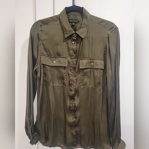 Banana Republic Green Button Down Top Sz Medium